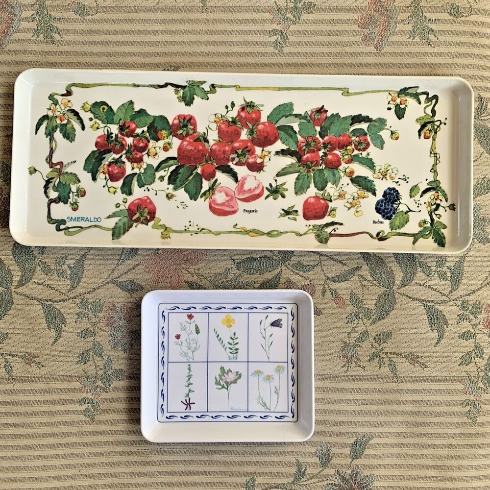 VTG Smeraldo Serving Tray Set (2 pcs) – Strawberry & Botanical – Made in Italy
